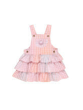Load image into Gallery viewer, HUXBABY RAINBOW CHECK FRILL OVERALL DRESS
